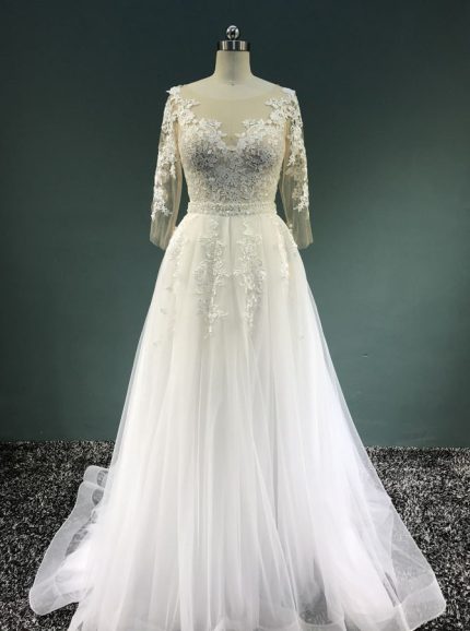 2 in 1 Fitted Short Wedding Dress,A-line Wedding Dress with Detachable Skirt