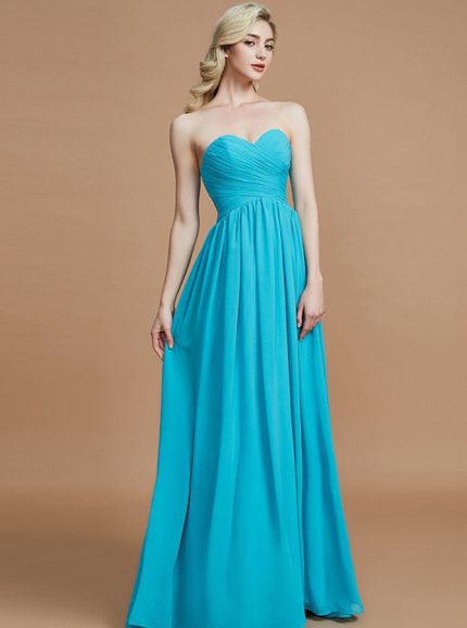 Blue Bridesmaid Dresses with Sweetheart,Chiffon Long Bridesmaid Dress,11364