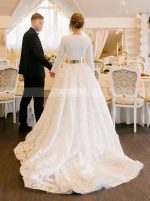 A-line Lace Long Sleeve Bridal Dress,Modest Wedding Dress,12300