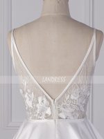 A-line Satin Wedding Dresses,Illusion High Quality Wedding Gown,12092