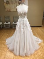 A-line Wedding Dresses,Open Back Bridal Dress,Tulle Princess Bridal Dress,12028
