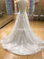 A-line Wedding Dresses,Open Back Bridal Dress,Tulle Princess Bridal Dress,12028