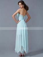 Aqua Homecoming Dresses,High Low Spaghetti Straps Prom Dresses,11524