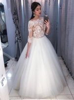 Ball Gown Wedding Dress with Sleeves,Off the Shoulder Wedding Gown,12017