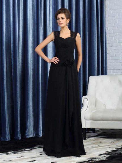 Black Mother of the Bride Dresses,Long Chiffon Mother Dress,11758