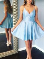 Blue A-line Cocktail Dresses,Spaghetti Straps Homecoming Dress,11508