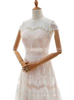 Boho Wedding Dresses,Lace Wedding Dress with Cap Sleeves,11670