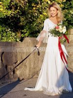 Boho Wedding Dresses with Sleeves,Simple Wedding Dress,12044