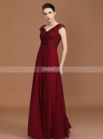 Burgundy Bridesmaid Dress with Cap Sleeves,Elegant Bridesmaid Dress,11363