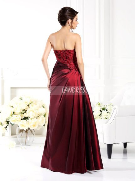 Burgundy Mother of the Bride Dress with Jacket,Taffeta Fall Mother Dress,11757