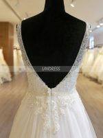 Casual Wedding Dresses with Straps,Beaded Tulle Bridal Dress,11564