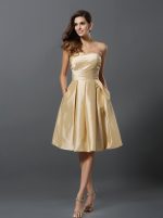 Champagne Bridesmaid Dresses with Pockets,Short Bridesmaid Dress,11379