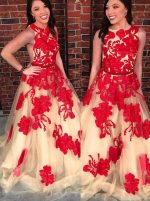 Champagne Red Prom Dresses,Chic Prom Dress Long,11983