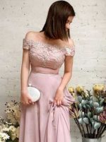 Elegant Chiffon Bridesmaid Dress,Long Off the Shoulder Prom Dress,11927