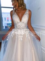 Elegant Wedding Dress,A-line Princess Bridal Dress V-neck,12198