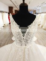 Gorgeous Wedding Dresses with Appliques,White Wedding Dress with Long Train,11568