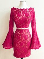 Lace Cocktail Dresses,Two Piece Homecoming Dress with Sleeves,11537