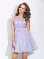 Lilac A-line Homecoming Dresses,Tulle Sweet 16 Dress,11483