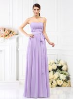 Lilac Strapless Bridesmaid Dresses,Chiffon Spring Bridesmaid Dress,11381