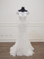 Mermaid Wedding Dresses,Off the Shoulder Bridal Dress with Short Sleeves,11276