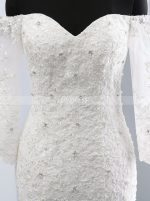 Mermaid Wedding Dresses with Sleeves,Off the Shoulder Bridal Dress,11705