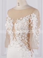 Mermaid Wedding Dresses with Sleeves,Satin Bridal Dress,12089