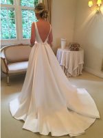 Modest A-line Wedding Dresses,Satin Bridal Dress,12018