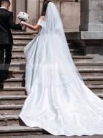 Off the Shoulder Ball Gown Bridal Dress,Satin Classic Wedding Dress,12278