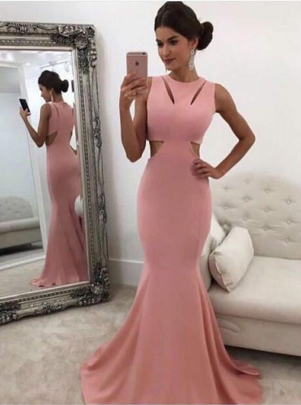 Pink Mermaid Evening Dresses,Modest Prom Dress,11875