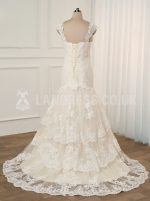 Plus Size Champagne Wedding Dress,Lace Trumpet Bridal Dress,Elegant Wedding Dress,11150
