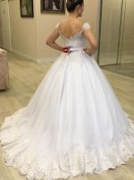 Princess Ball Gown Bridal Dress with Cap Sleeves,12297