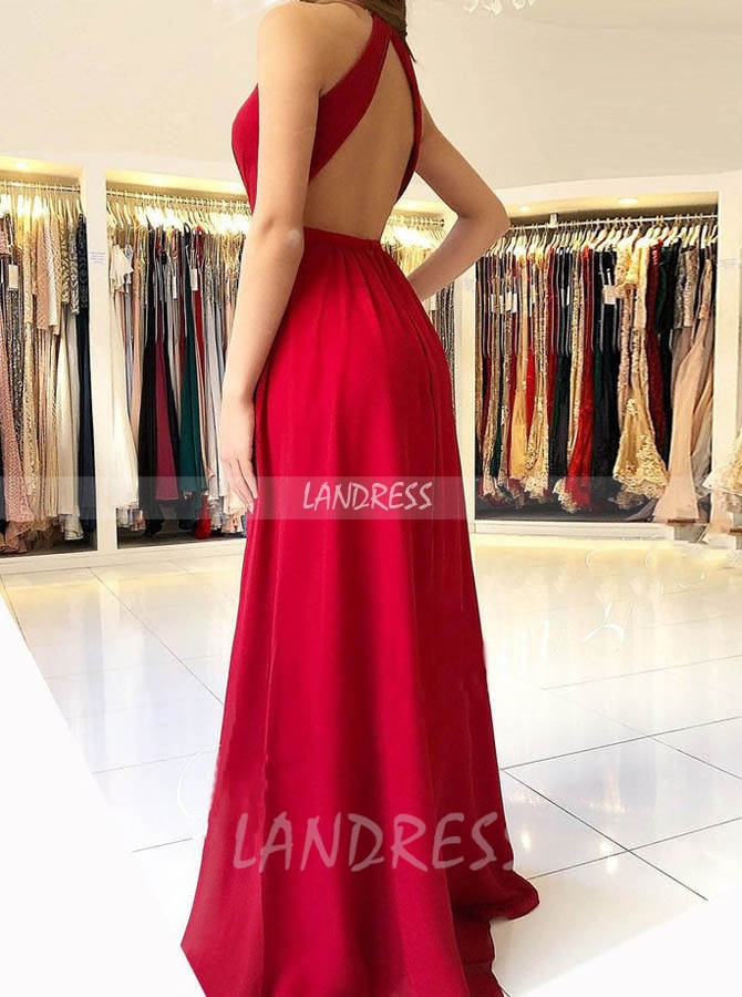 Red Evening Dresses,Modest Prom Dress with Straps - Landress.co.uk