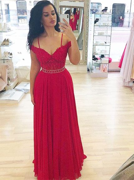 Red Prom Dresses with Straps,Elegant Prom Dress,11868