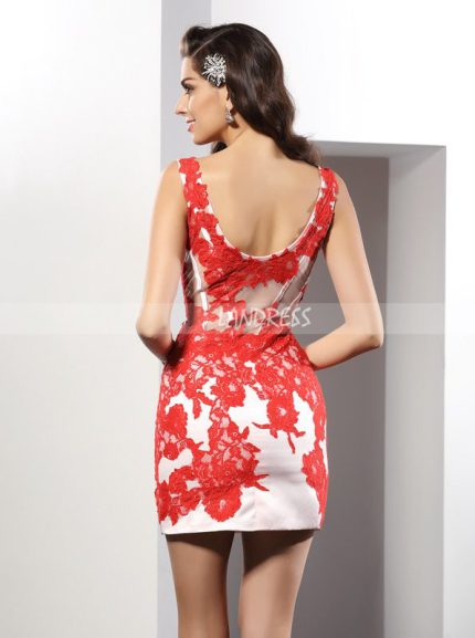 Red Sheath V-neck Homecoming Dress,Tight Cocktail Dress,11545