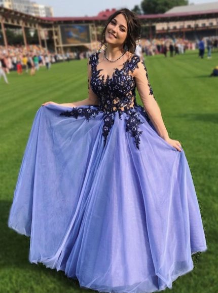 Celebrity Inspired Dark Royal Blue Sequined Evening Dress Formal Gowns -  TheCelebrityDresses
