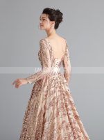 Sequined Prom Dress with Sleeves,A-line Chic Prom Dress,12069