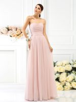 Simple Strapless Bridesmaid Dresses,Blush Pink Bridesmaid Dress,11390
