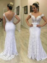 2 in 1 Lace Wedding Dress with Removable Skirt,12282