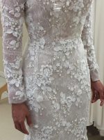 Trumpet Wedding Dress with Long Sleeves,Modest Lace Wedding Dress,12161