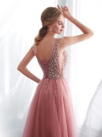 Tulle Prom Dress with Slit,Beaded Evening Dress,12013