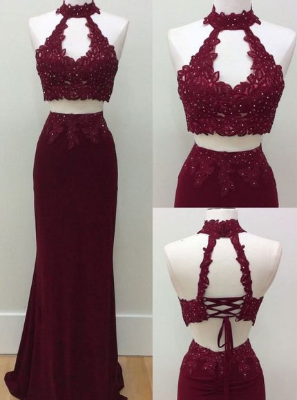 Two Piece Fitted Evening Dresses,Sexy Long Prom Dress,11223