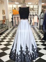 Two Piece Prom Dress for Teens,Open Back Prom Dress,11974