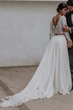 Two Piece Wedding Dress Lace Top Chiffon Skirt,12255