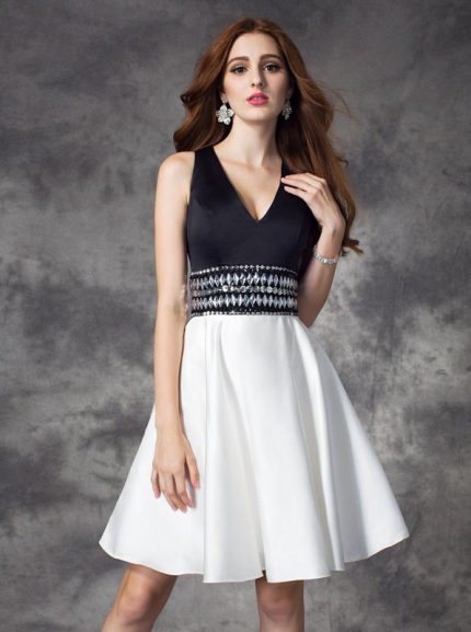 Two Tone Cocktail Dresses,A-line Satin Homecoming Dress,11509