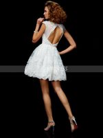 White Sweet 16 Dresses,Homecoming Dress with Open Back,11454