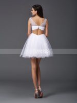 White Tulle Sweet 16 Dresses,Short Homecoming Dress,11450