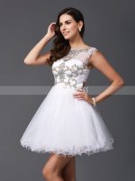 White Tulle Sweet 16 Dresses,Short Homecoming Dress,11450